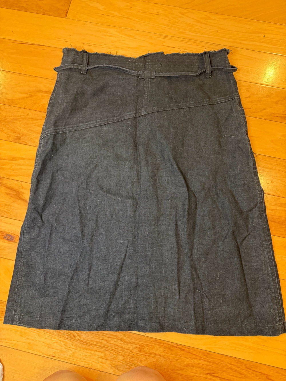Embroidered Navy A-Line Midi Skirt with Drawstring Waist - Picture 11 of 12